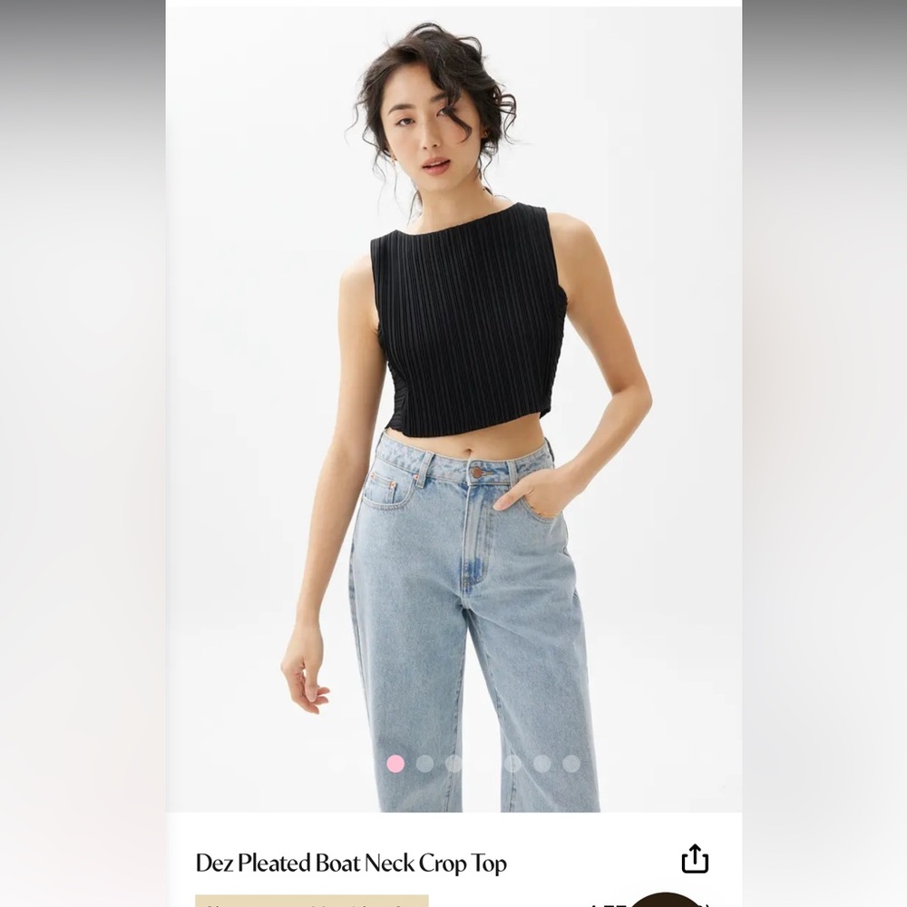 Love Bonito Dez Boatneck Black Sleeveless Crop Top - Picture 2 of 5